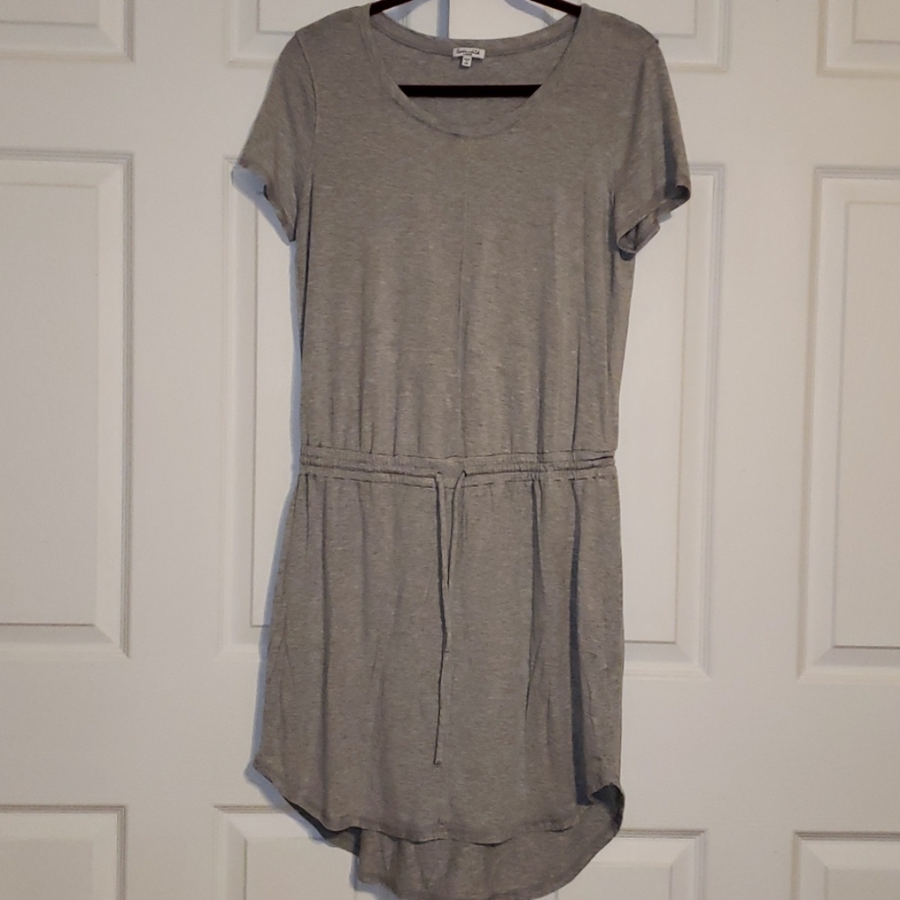 Splendid Heather Gray Drawstring Waist T-Shirt Dress